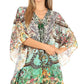 Stylish Rhinestone Lace-Up V-Neck Women's Caftan Poncho Cover-Up by Sakkas Aymee