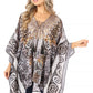 Stylish Rhinestone Lace-Up V-Neck Women's Caftan Poncho Cover-Up by Sakkas Aymee