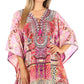 Stylish Rhinestone Lace-Up V-Neck Women's Caftan Poncho Cover-Up by Sakkas Aymee