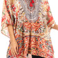 Stylish Rhinestone Lace-Up V-Neck Women's Caftan Poncho Cover-Up by Sakkas Aymee