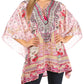 Stylish Rhinestone Lace-Up V-Neck Women's Caftan Poncho Cover-Up by Sakkas Aymee