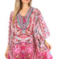 Stylish Rhinestone Lace-Up V-Neck Women's Caftan Poncho Cover-Up by Sakkas Aymee