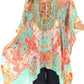 Stylish Rhinestone Lace-Up V-Neck Women's Caftan Poncho Cover-Up by Sakkas Aymee