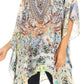 Stylish Rhinestone Lace-Up V-Neck Women's Caftan Poncho Cover-Up by Sakkas Aymee