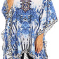 Stylish Rhinestone Lace-Up V-Neck Women's Caftan Poncho Cover-Up by Sakkas Aymee
