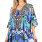 Stylish Rhinestone Lace-Up V-Neck Women's Caftan Poncho Cover-Up by Sakkas Aymee