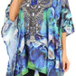 Stylish Rhinestone Lace-Up V-Neck Women's Caftan Poncho Cover-Up by Sakkas Aymee