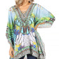 Stylish Rhinestone Lace-Up V-Neck Women's Caftan Poncho Cover-Up by Sakkas Aymee