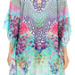 Stylish Rhinestone Lace-Up V-Neck Women's Caftan Poncho Cover-Up by Sakkas Aymee