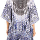 Stylish Rhinestone Lace-Up V-Neck Women's Caftan Poncho Cover-Up by Sakkas Aymee