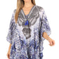 Stylish Rhinestone Lace-Up V-Neck Women's Caftan Poncho Cover-Up by Sakkas Aymee