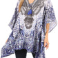 Stylish Rhinestone Lace-Up V-Neck Women's Caftan Poncho Cover-Up by Sakkas Aymee