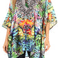 Stylish Rhinestone Lace-Up V-Neck Women's Caftan Poncho Cover-Up by Sakkas Aymee
