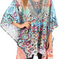 Stylish Rhinestone Lace-Up V-Neck Women's Caftan Poncho Cover-Up by Sakkas Aymee