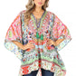 Stylish Rhinestone Lace-Up V-Neck Women's Caftan Poncho Cover-Up by Sakkas Aymee