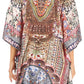 Stylish Rhinestone Lace-Up V-Neck Women's Caftan Poncho Cover-Up by Sakkas Aymee