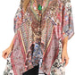 Stylish Rhinestone Lace-Up V-Neck Women's Caftan Poncho Cover-Up by Sakkas Aymee