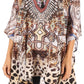 Stylish Rhinestone Lace-Up V-Neck Women's Caftan Poncho Cover-Up by Sakkas Aymee