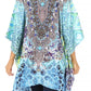 Stylish Rhinestone Lace-Up V-Neck Women's Caftan Poncho Cover-Up by Sakkas Aymee