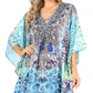 Stylish Rhinestone Lace-Up V-Neck Women's Caftan Poncho Cover-Up by Sakkas Aymee