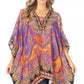 Stylish Rhinestone Lace-Up V-Neck Women's Caftan Poncho Cover-Up by Sakkas Aymee
