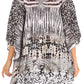 Stylish Rhinestone Lace-Up V-Neck Women's Caftan Poncho Cover-Up by Sakkas Aymee