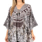 Stylish Rhinestone Lace-Up V-Neck Women's Caftan Poncho Cover-Up by Sakkas Aymee