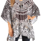 Stylish Rhinestone Lace-Up V-Neck Women's Caftan Poncho Cover-Up by Sakkas Aymee