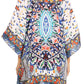 Stylish Rhinestone Lace-Up V-Neck Women's Caftan Poncho Cover-Up by Sakkas Aymee