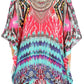 Stylish Rhinestone Lace-Up V-Neck Women's Caftan Poncho Cover-Up by Sakkas Aymee