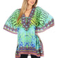 Stylish Rhinestone Lace-Up V-Neck Women's Caftan Poncho Cover-Up by Sakkas Aymee