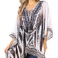 Stylish Rhinestone Lace-Up V-Neck Women's Caftan Poncho Cover-Up by Sakkas Aymee