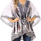 Stylish Rhinestone Lace-Up V-Neck Women's Caftan Poncho Cover-Up by Sakkas Aymee