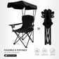 Outdoor Camping Chair w/ Canopy Foldable Portable Chair Cup Holder Carry Bag