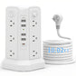 Power Strip Tower Surge Protector 12 AC Outlets 5 USB Ports 8.8ft Cord Gray