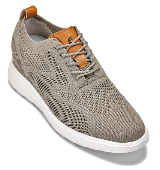 CALTO - X2639 - 2.8 Inches Taller (Khaki Green/Brown) - Lace Up Casual Walker - Lightweight