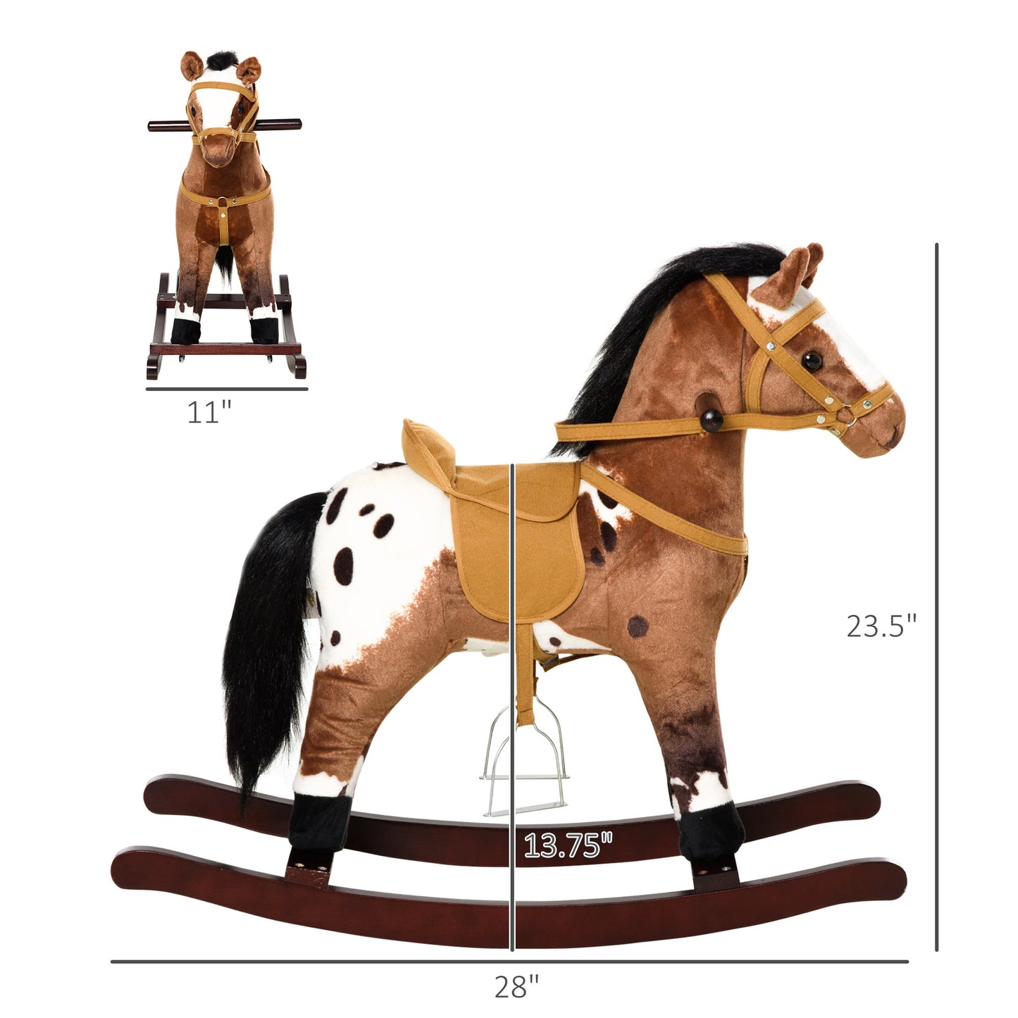 Qaba Kids Metal Plush Ride-On Rocking Horse Chair Toy