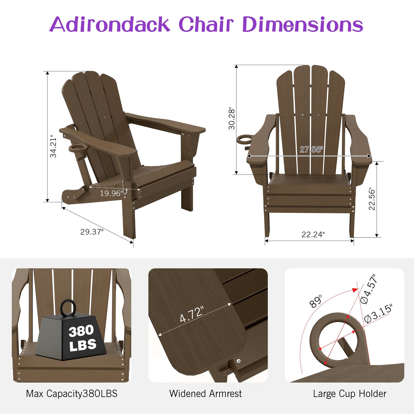 Folding HDPE Adirondack Chair with Built-In Cup Holder