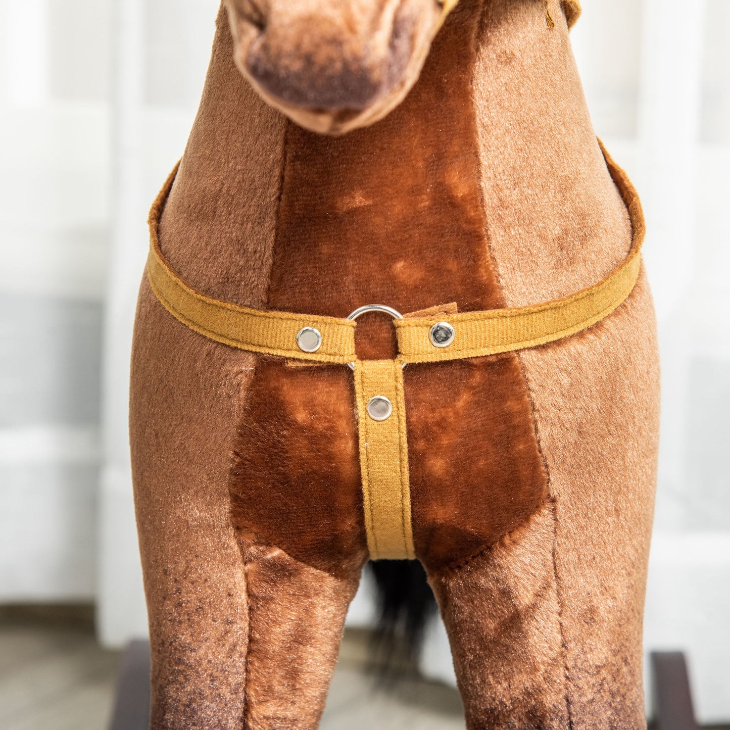 Qaba Kids Metal Plush Ride-On Rocking Horse Chair Toy