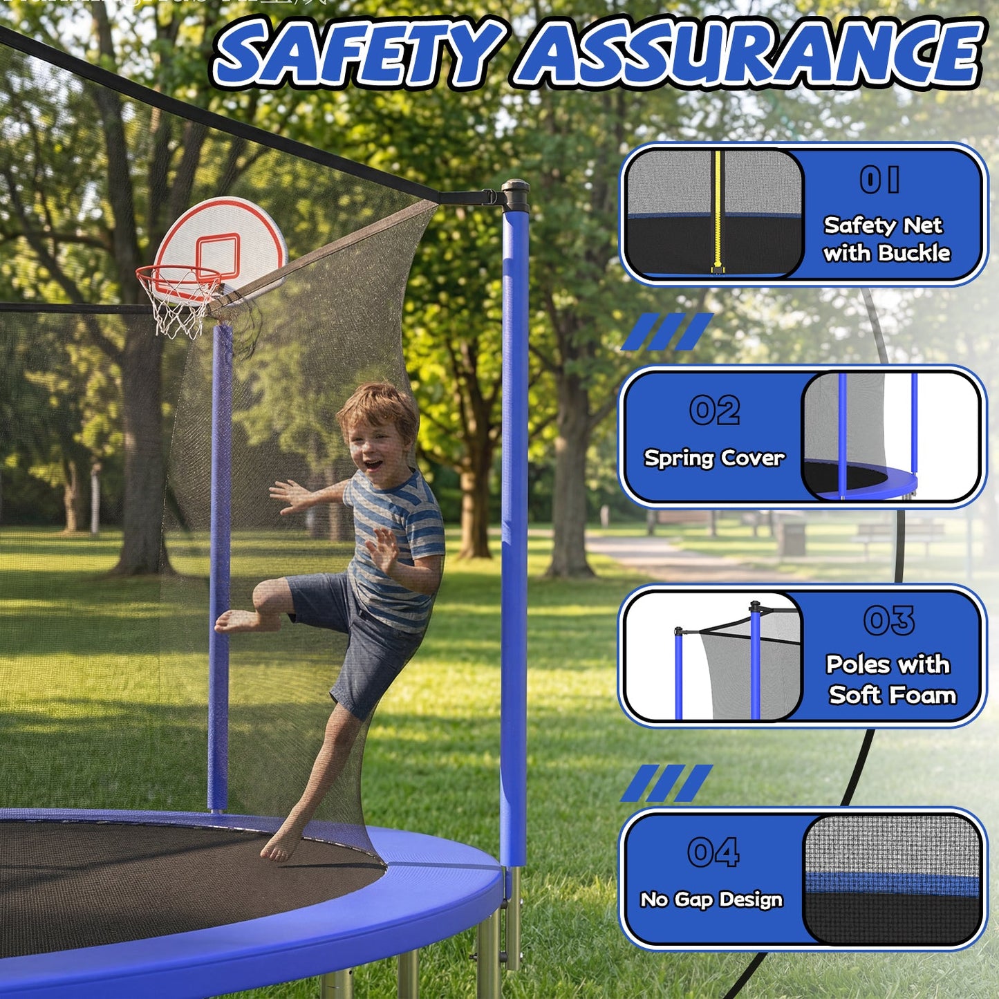 14FT Kids Trampoline with Safety Enclosure Net