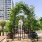 Metal Garden Arch with Gate and Planter