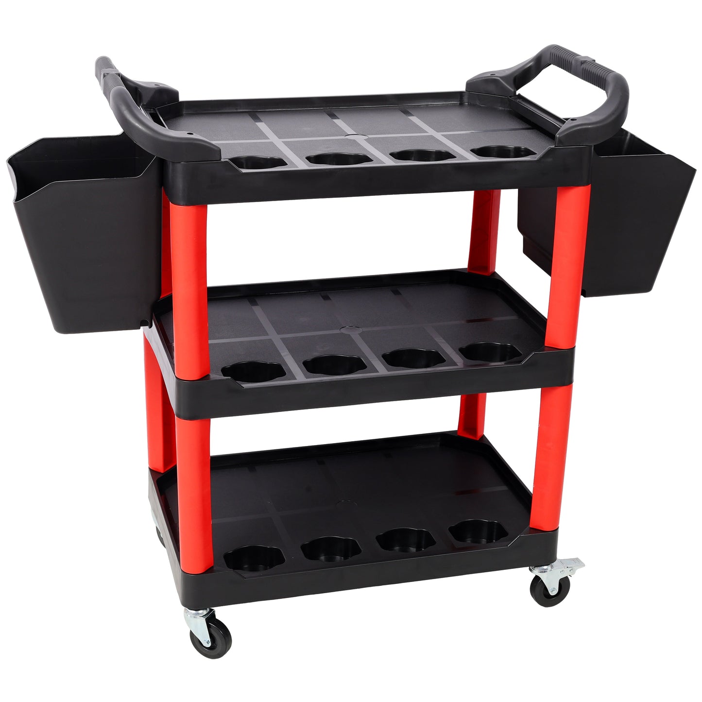 3 Tier Rolling Auto Detail Cart With Wheels, 2 Buckets