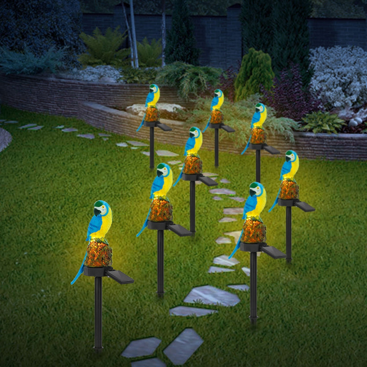 Solar Powered Parrot Garden Light IP65 Waterproof LED Parrot Landscape Lamp Decorative Lawn Lights For Yard Driveway Walkway Patio