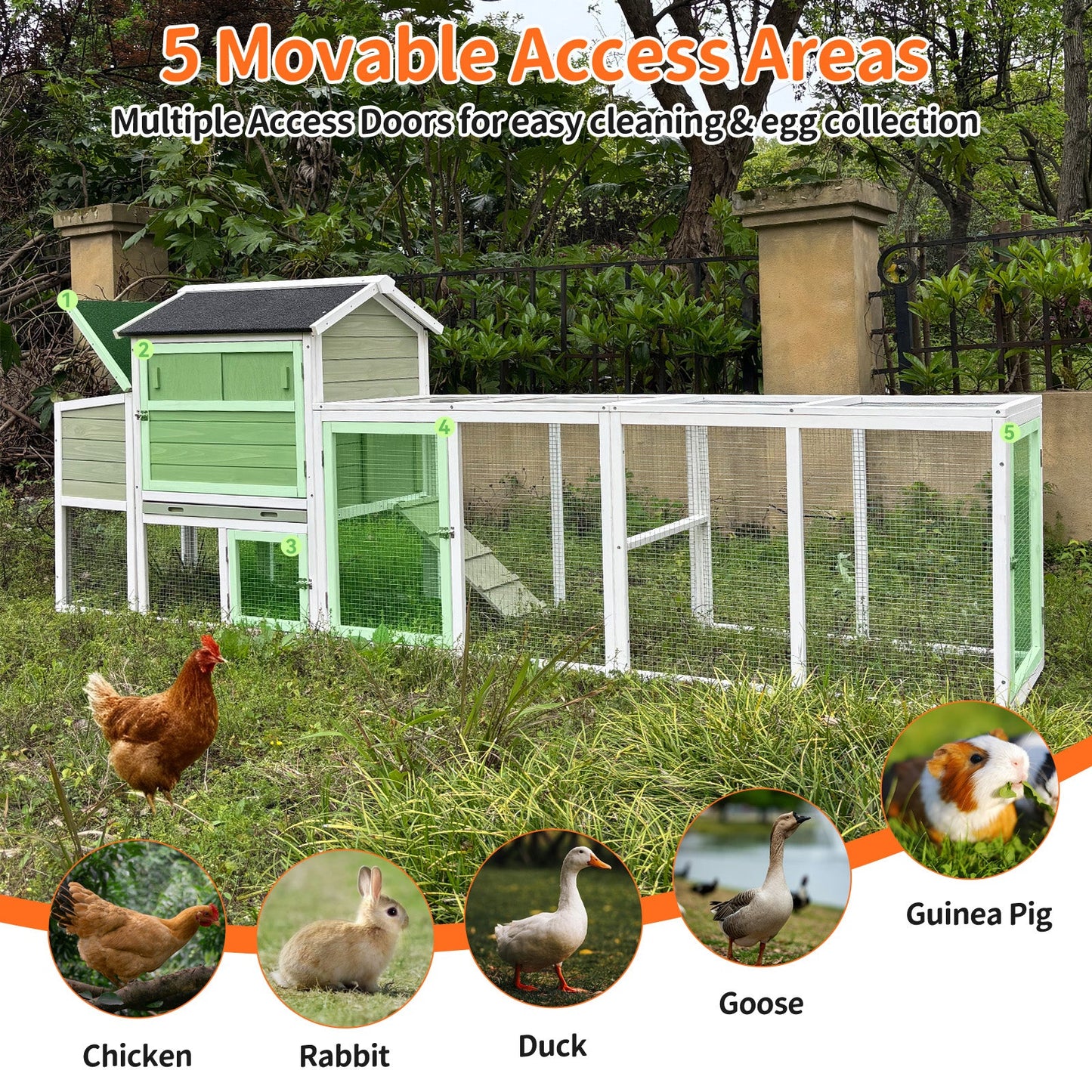 Wooden Chicken Coop with Run and Nesting Box