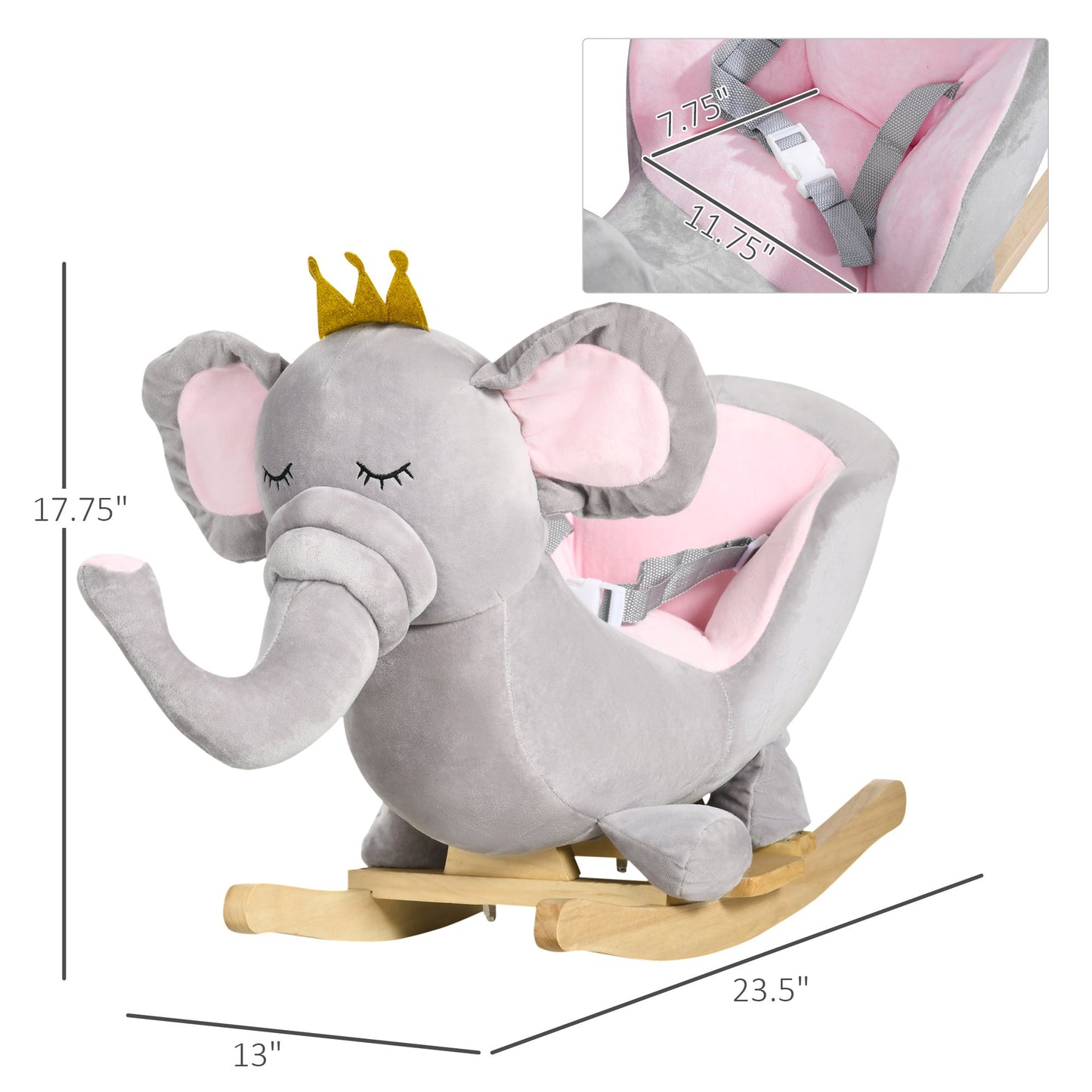 Qaba Baby Elephant Rocking Chair Toddler Rocker Toy