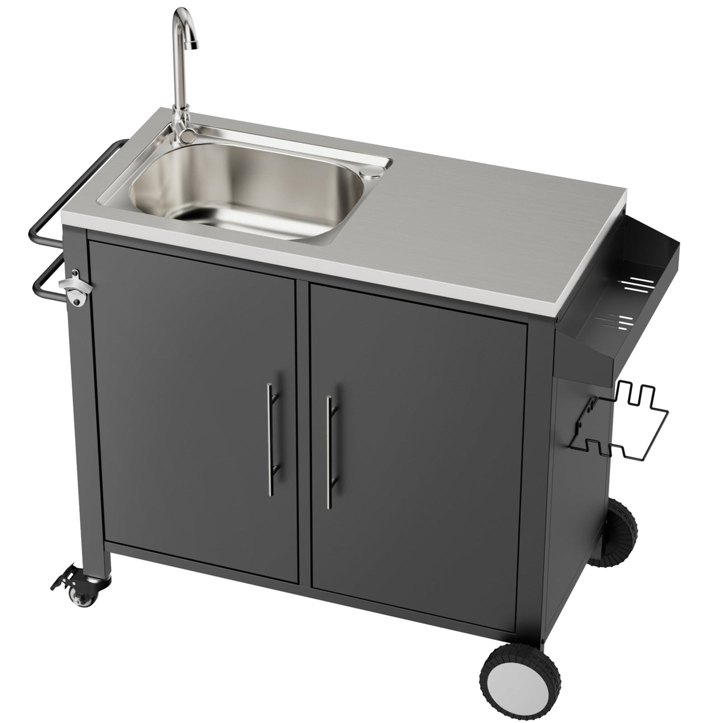 Outdoor Grill Table with Sink and Cabinet