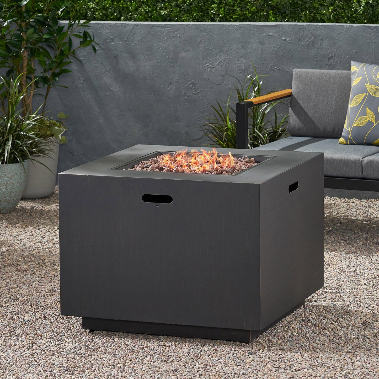 33" Outdoor Iron Square Propane Fire Pit