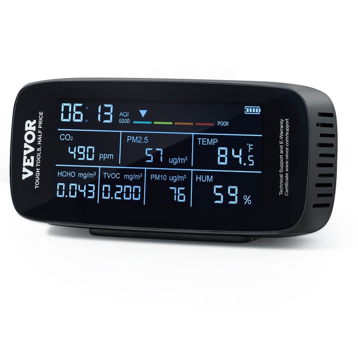 Air Quality Monitor 9-IN-1, CO2, Temperature, Humidity, Formaldehyde TVOC AQI Tester, Professional PM2.5 PM10 PM1.0 Particle Counter for Indoor/Outdoor, Air Quality Meter w/Alarm Thresholds