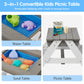 3-In-1 Kids Outdoor Wooden Picnic Table With Umbrella