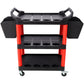 3 Tier Rolling Auto Detail Cart With Wheels, 2 Buckets